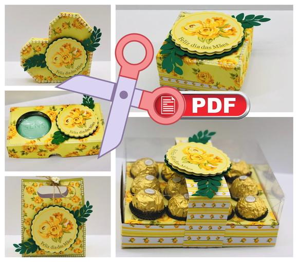 Arquivo (pdf) Caixa Doces Dia das Mães Ouro - Tesoura