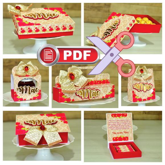 Arquivo (pdf) Caixas para Doces Dia das Mães -tesoura