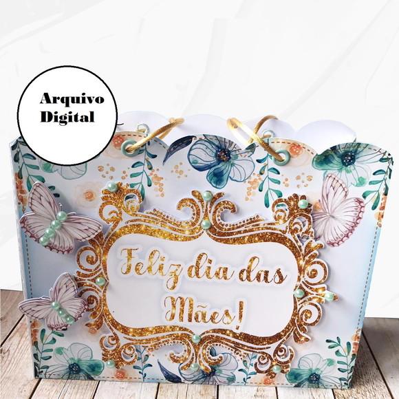 Arquivo Silhouette Dia das Mães Azul SACOLINHA PRESENTE