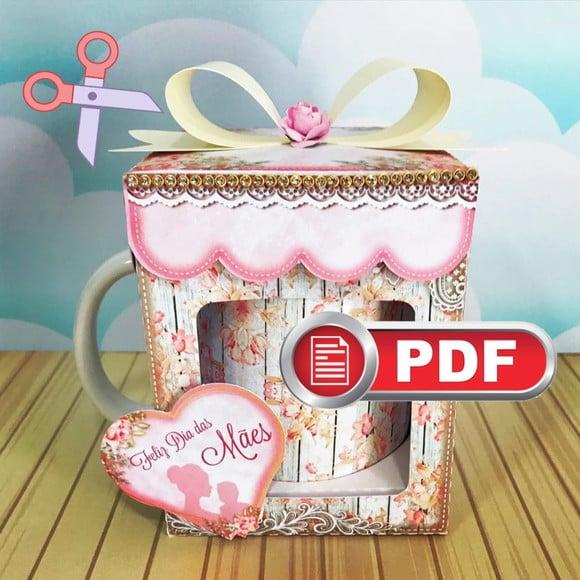 Caixa Para Caneca Dias das Mães ARQUIVO SILHOUET PDF Tesoura
