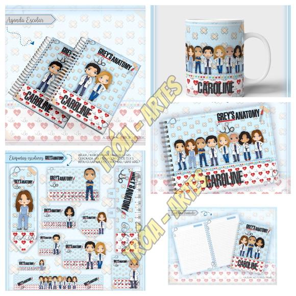 Arquivo Silhouette Etiquetas e Agenda Escolar Greys Anatomy