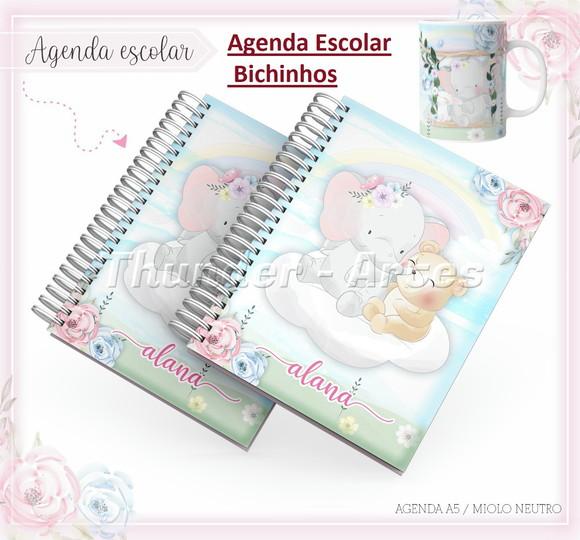 Arquivo Silhouette Etiquetas e Agenda Escolar Bichinhos