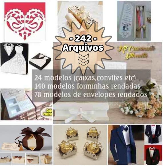 Kit 242 Arquivos Casamento Silhouette Convites Enve