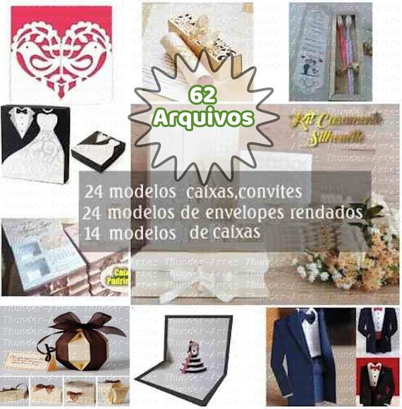 Kit 62 Arquivos Casamento Caixas Convites / Silhouette