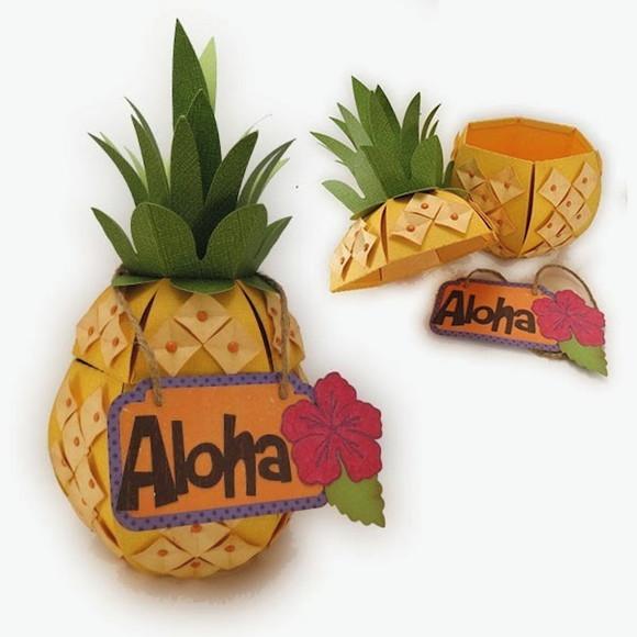 Arquivo Silhouette Caixa Abacaxi Frutas Aloha