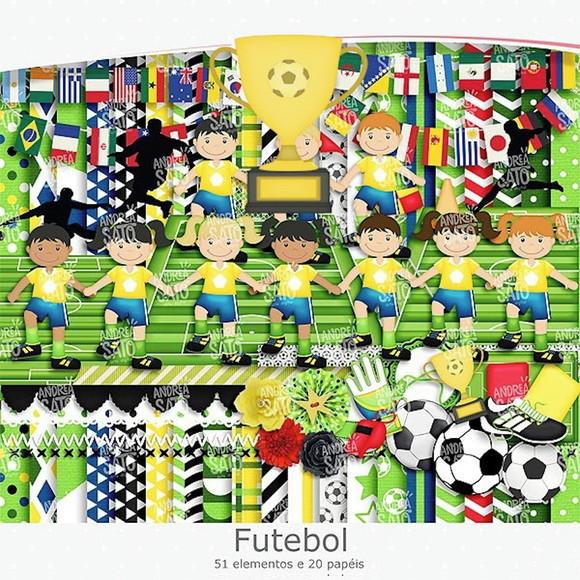 Arquivo Silhouette Kit Scrapbook Futebol Papel Digital