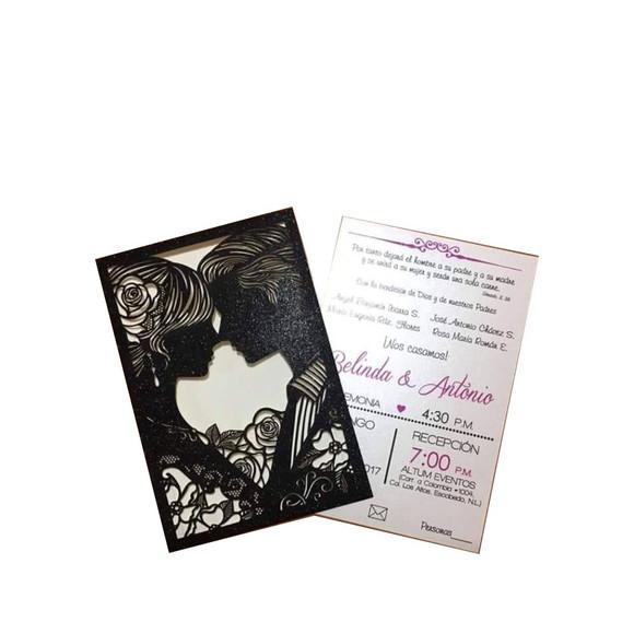 Arquivo Silhouette Convite Casamento Perfil Noivos