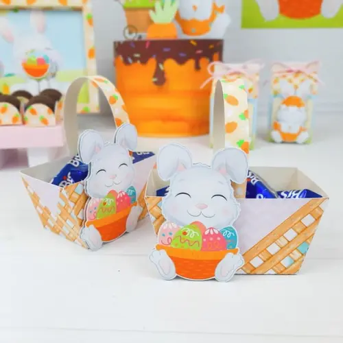 Arquivo Silhouette Cestinha Doces Páscoa Infantil Laranja