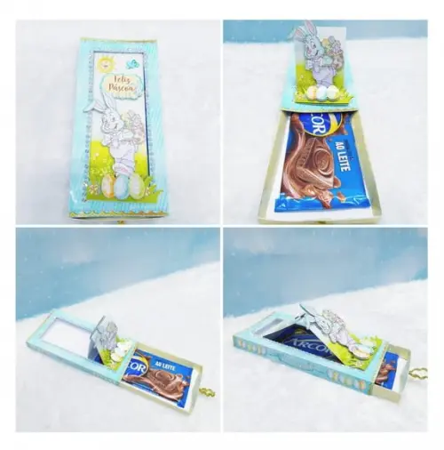 Caixa Cartão Barra de Chocolate Páscoa Arquivo de Corte