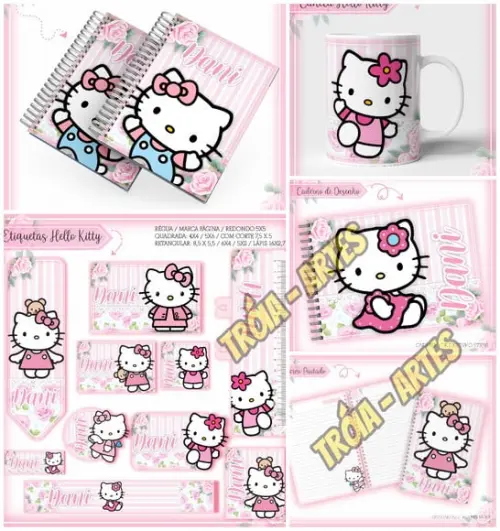 Arquivo Digital Etiquetas e Agenda Escolar Hello Kitty