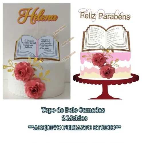 Arquivo Silhouette Topo Bolo Camadas Biblia 2 Arquivos
