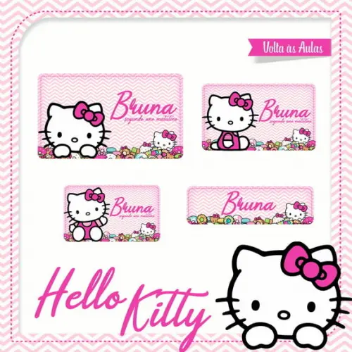 Arquivo de Corte Etiqueta Escolar Hello Kitty