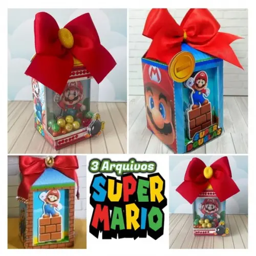 Arquivo de Corte Caixa Milk Vitrine Mario Bros 3 Moldes