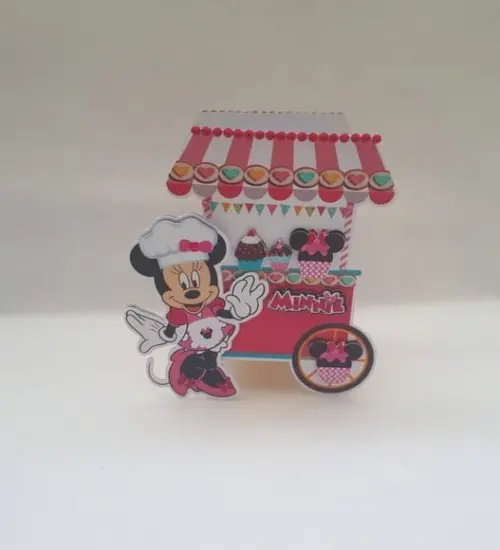 Arquivo De Corte Caixa Carrinho Pipoca Minnie Confeitaria