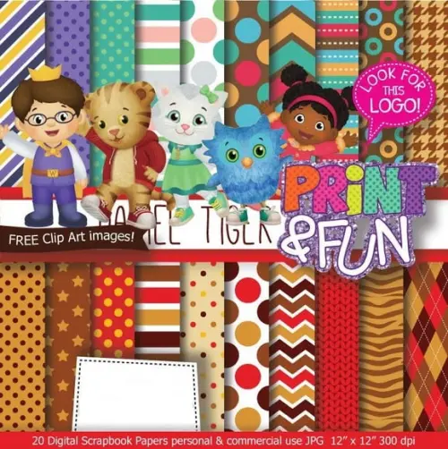 Kit Papel Digital Scrapbook Daniel Tigre