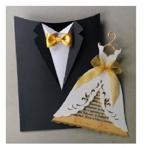 Arquivo de Corte Convite Casamento Noivo Vestido