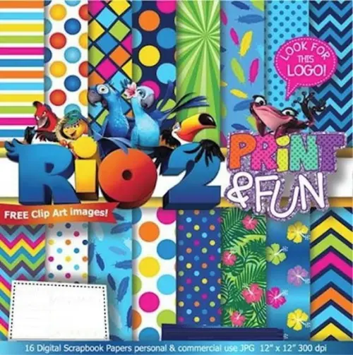 Kit Papel Digital Scrapbook Filme Rio 2