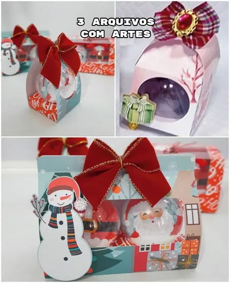 Arquivo de Corte 3 Caixinhas Esferas Bola Acrílico de Natal