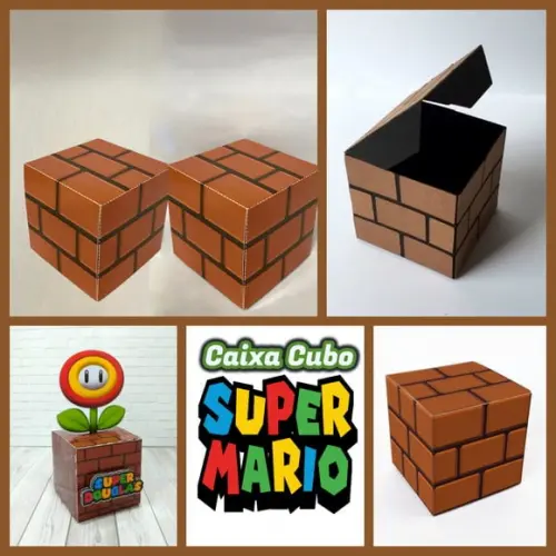 Arquivo de Corte Caixas Cubo Tijolo Super Mário