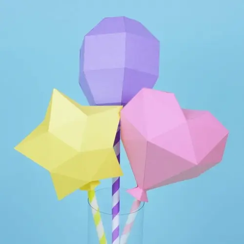 Balão Coração 3d Low Poly - Arquivo Silhouette