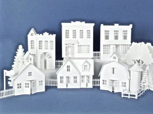 Maquete Cidade de Papel Arquivo de Corte pdf Svg Dxf