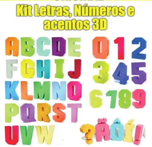 Letras e Números 3d com Acentos- Arquivo de Corte Silhouette