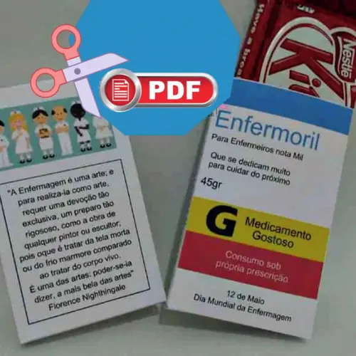 Caixa Kit Kat Dia do Enfermeiro - Arquivo pdf Corte Tesoura