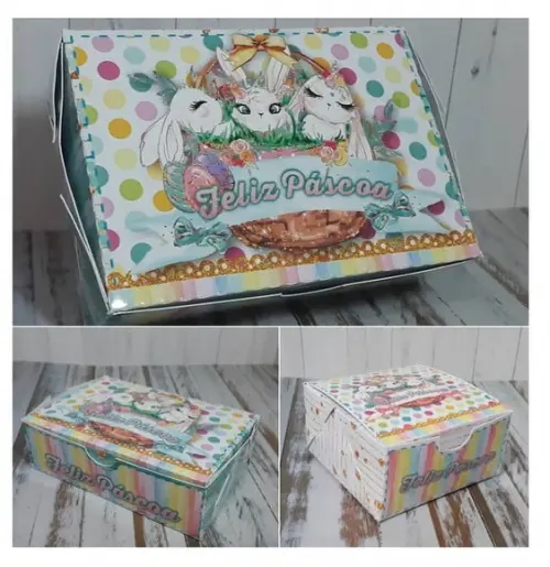 Arquivo de Corte Caixa 4 e 6 Doces Encaixe Páscoa Pastel