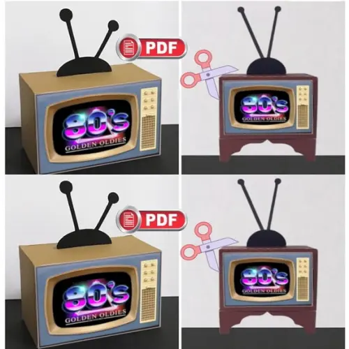 Caixinha Tv Retrô Anos 80 - Arquivo pdf Corte com Tesoura