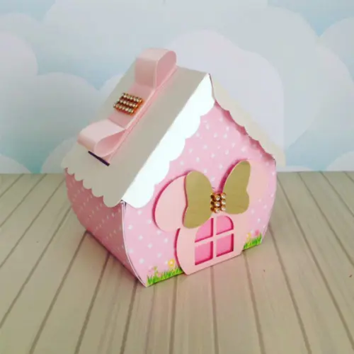 Arquivo Silhouette Caixa Casinha Minnie Rosa