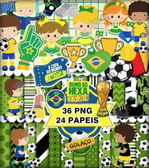 Kit Futebol Brasil Papel Digital Scrapbook