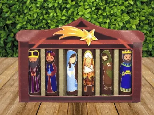 Arquivo Silhouette Presépio Caixinha Batom Natal