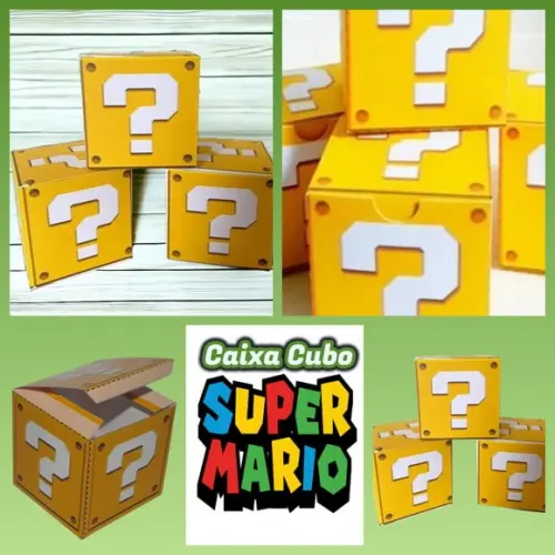 Arquivo de Corte Caixas Cubo Interrogação Super Mário Tampa