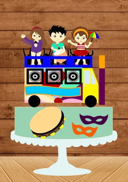 Topo de Bolo Carnaval Trio Elétrico