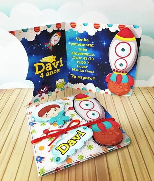 Convite Infantil Festinha Astronauta - Arquivo Silhouette