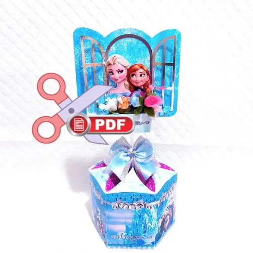 Arquivo pdf Centro Mesa Caixa Sextavada Frozen para Tesoura