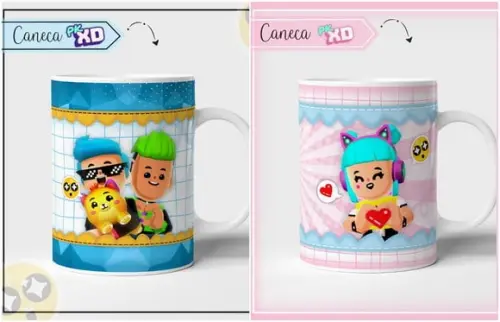 Estampa para Canecas PKXD Menino e Menina
