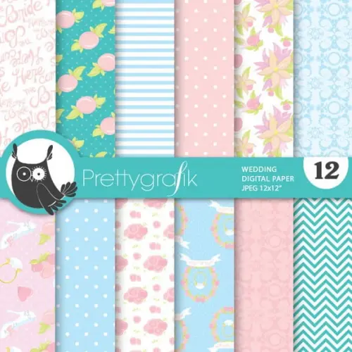 Kit Papel Digital Scrapbook Casamento