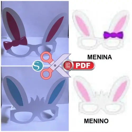 Mascara Oculos Coelho Pascoa Arquivo pdf / Corte Tesoura