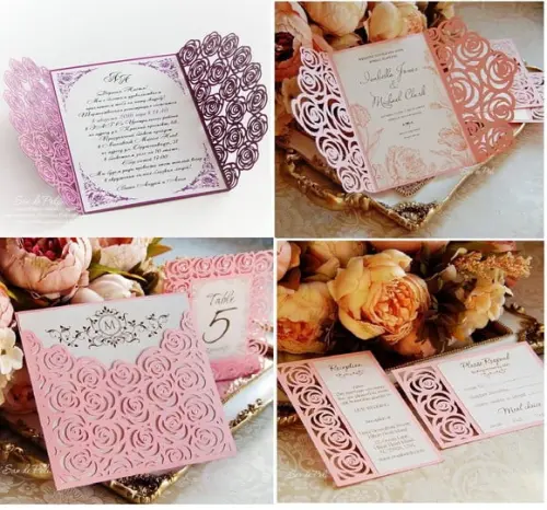 Arquivo Convite Rendado Silhouette Casamento Rosas