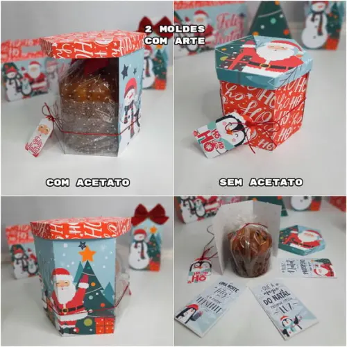 Arquivo Silhouette Caixa Panetone 250g e 400g Natal