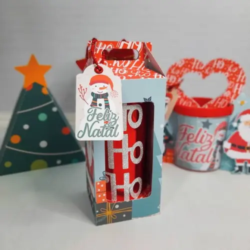 Arquivo Silhouette Caixa para Copo Long Drink Natal