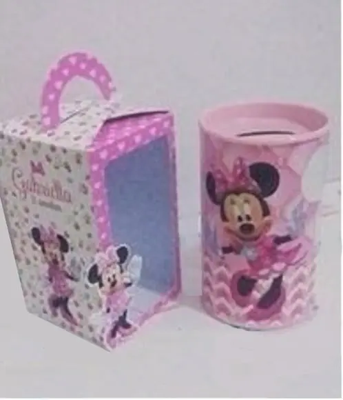 Arquivo Silhouette Caixa Minnie Rosa com Arte Cofre Mamadeir