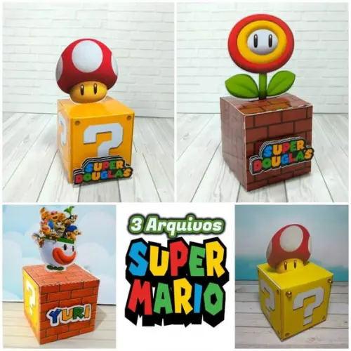 Arquivo de Corte Caixa Cubo Super Mario Bros 3 Moldes