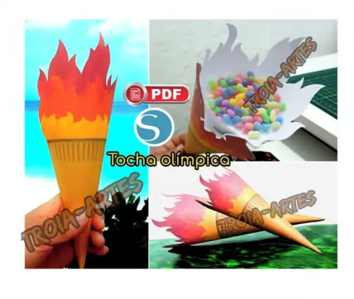 Arquivo de Corte Studio e pdf Tocha Olímpica 3d Olimpiada