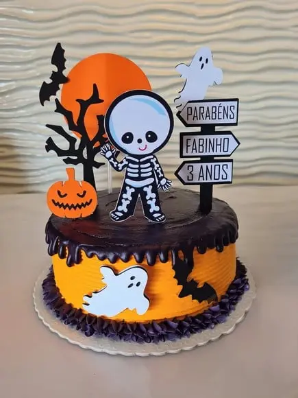 Topo de Bolo Camadas Mesversario Halloween Arquivo Studio