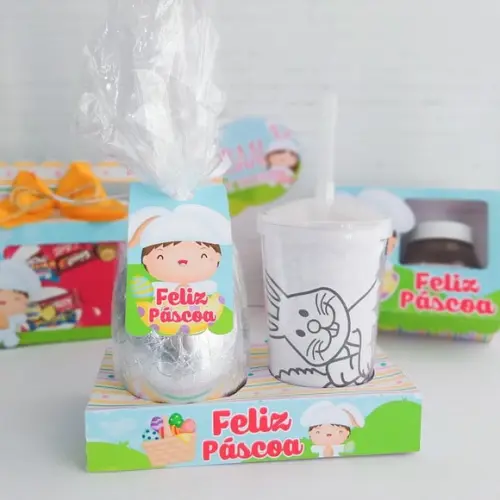 Arquivo de Corte Base Ovo e Copo Colorir Páscoa Infantil