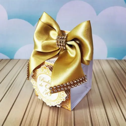 Arquivo Silhouette Embalagem Acrílica 5x5 Bodas de ouro