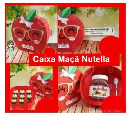 Arquivo Silhouette Caixa Maçã Nutella Professores
