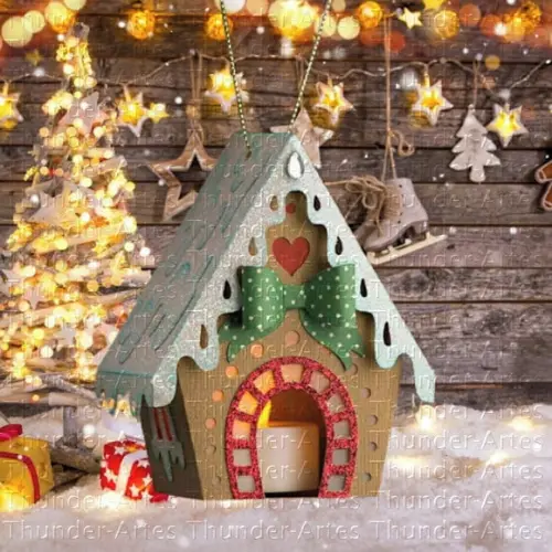 Arquivo Silhouette Casinha Porta Velas Decoração Natal